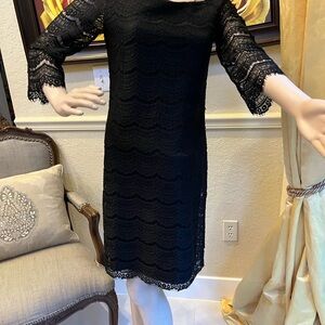 White House Black Market Black Lace Long Sleeve Dress
